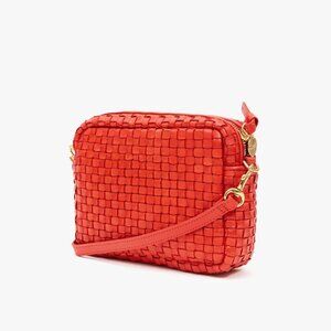 Clare V Midi Sac in Poppy Woven Leather Checker